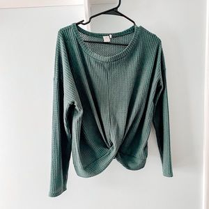 Waffle style long sleeve top